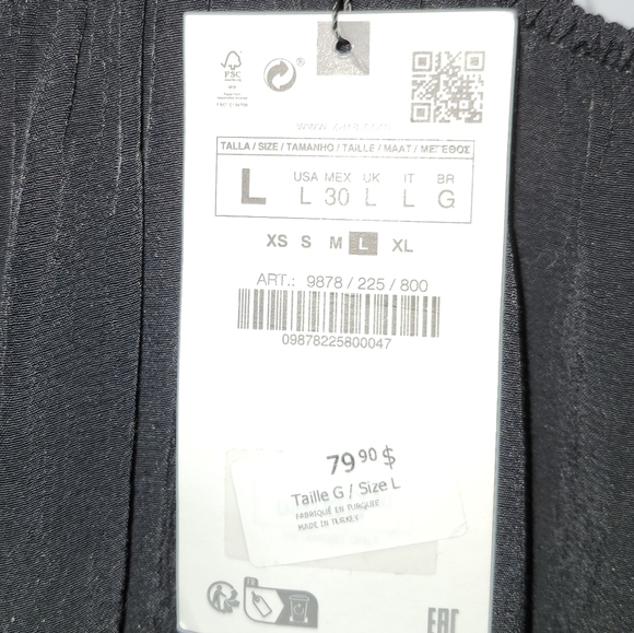 Zara Black Flowy Wide Leg Palazzo Jumper Size L - Picture 11 of 14